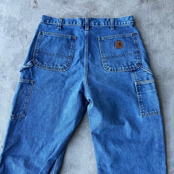 Vintage Y2K Carhartt blue denim jeans double knee work wear carpenter pants - Picture 5 of 8